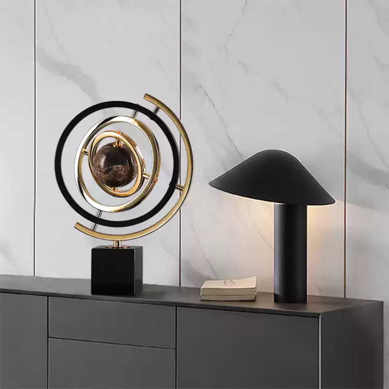 Globe decoration displayed on cabinet as housewarming gift décor and room decoration