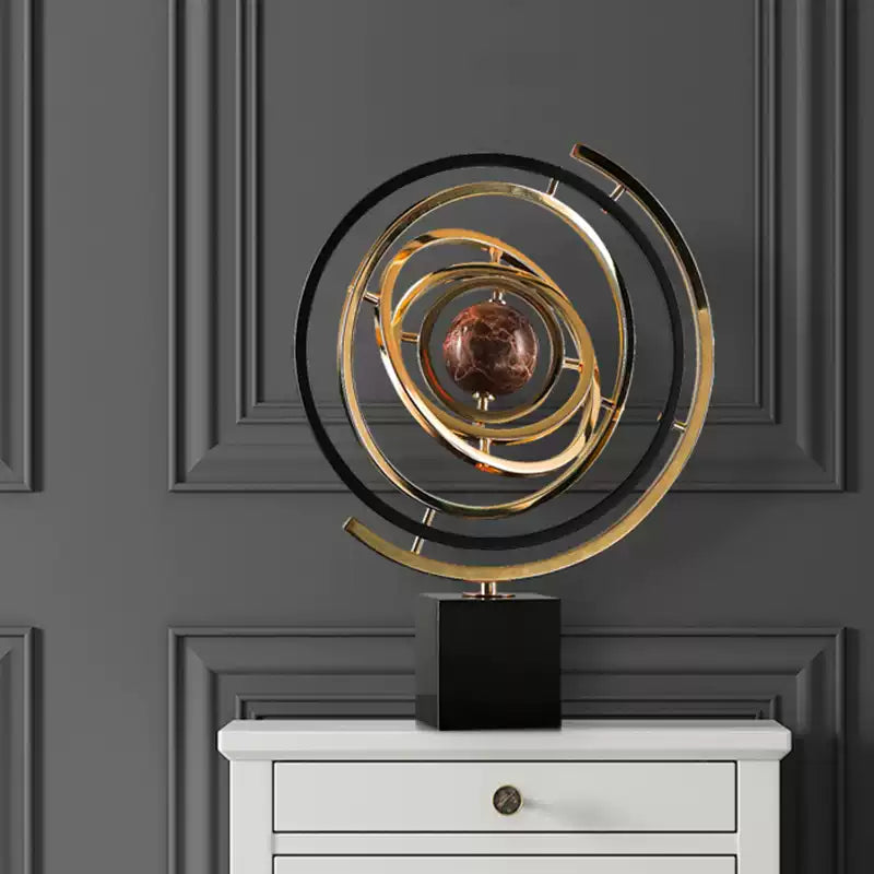 Armillary globe decoration on black base for modern room decoration and birthday gift