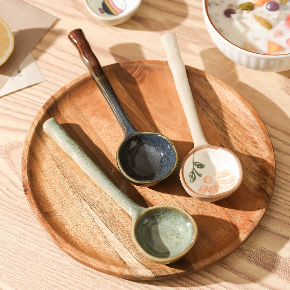 Chinese Style Ceramic Spoon – Handmade Rustic Pottery Tableware  Decorla
