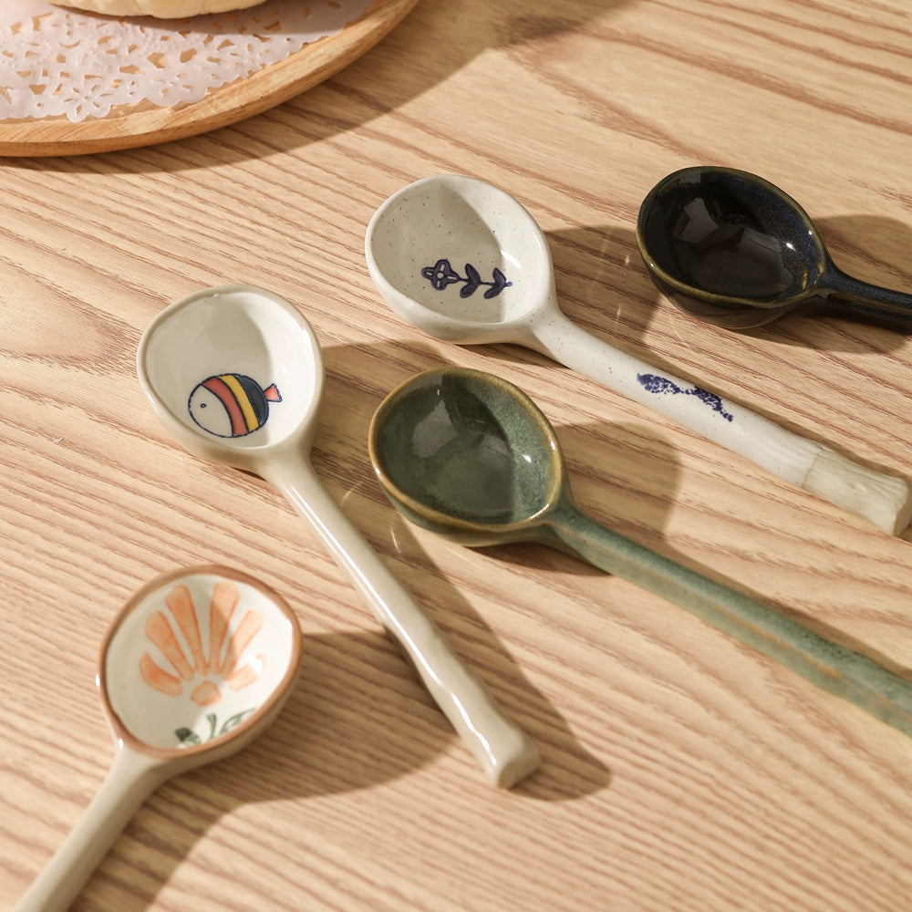 Chinese Style Ceramic Spoon – Handmade Rustic Pottery Tableware  Decorla