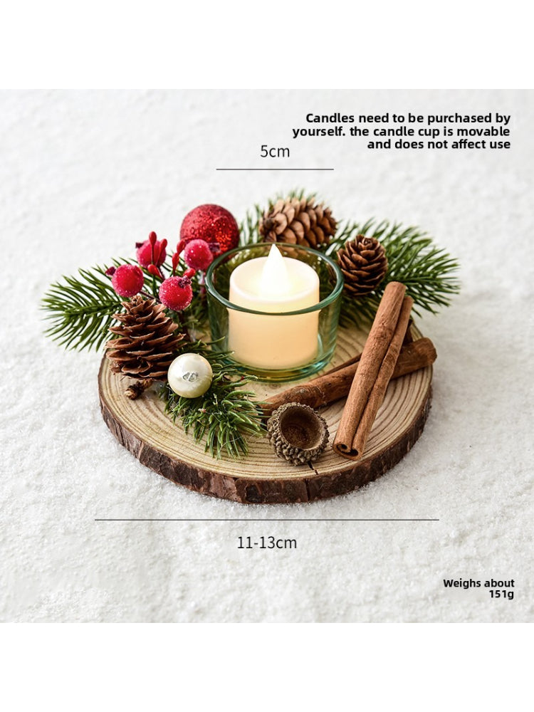 Christmas Candle Holder Decor – Rustic Pine Cone & Red Berry Holiday Centerpiece  Decorla