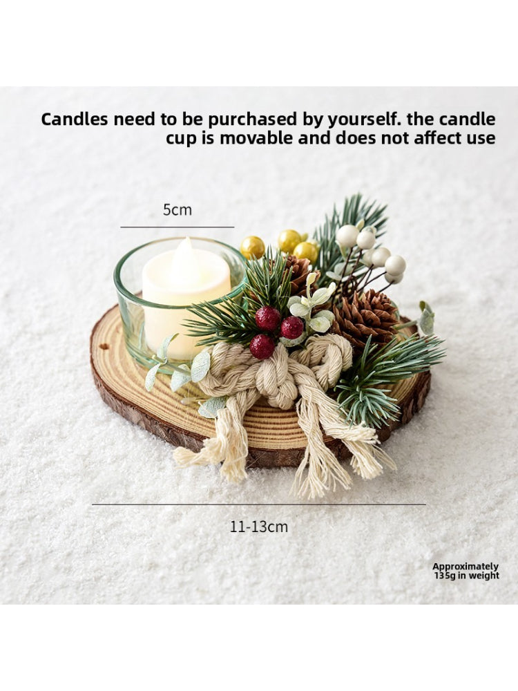 Christmas Candle Holder Decor – Rustic Pine Cone & Red Berry Holiday Centerpiece  Decorla