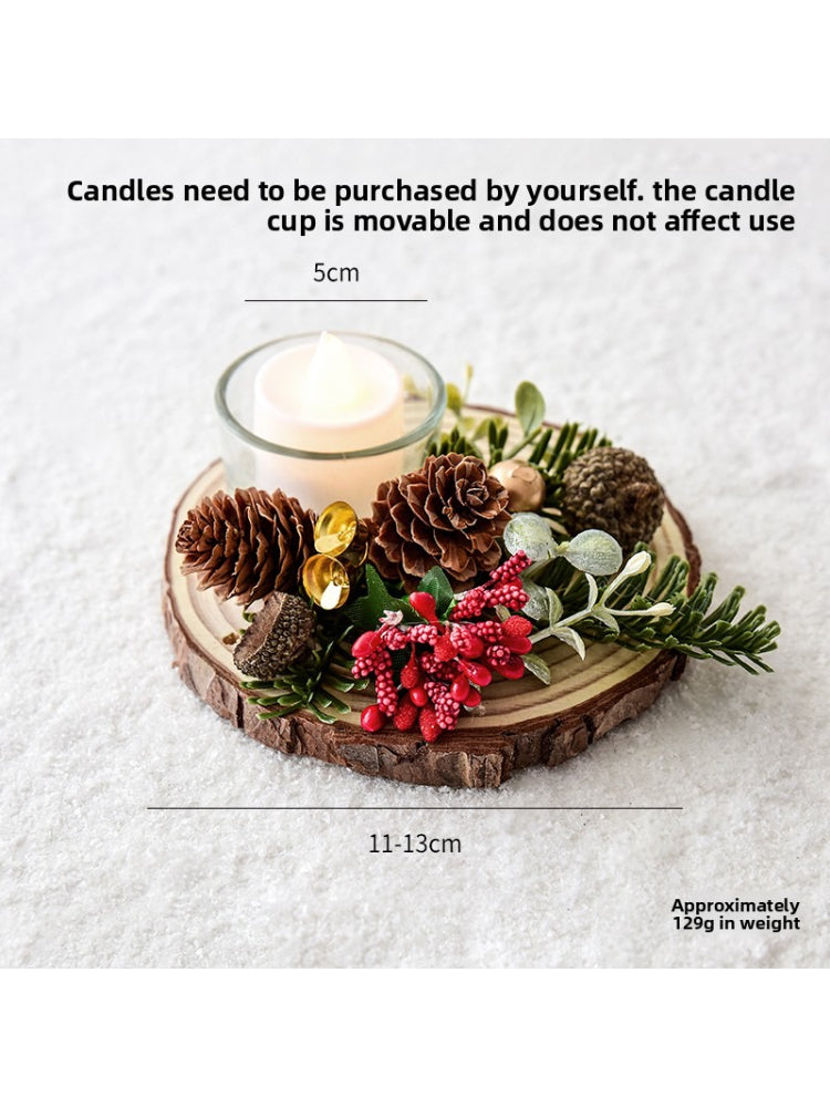 Christmas Candle Holder Decor – Rustic Pine Cone & Red Berry Holiday Centerpiece  Decorla