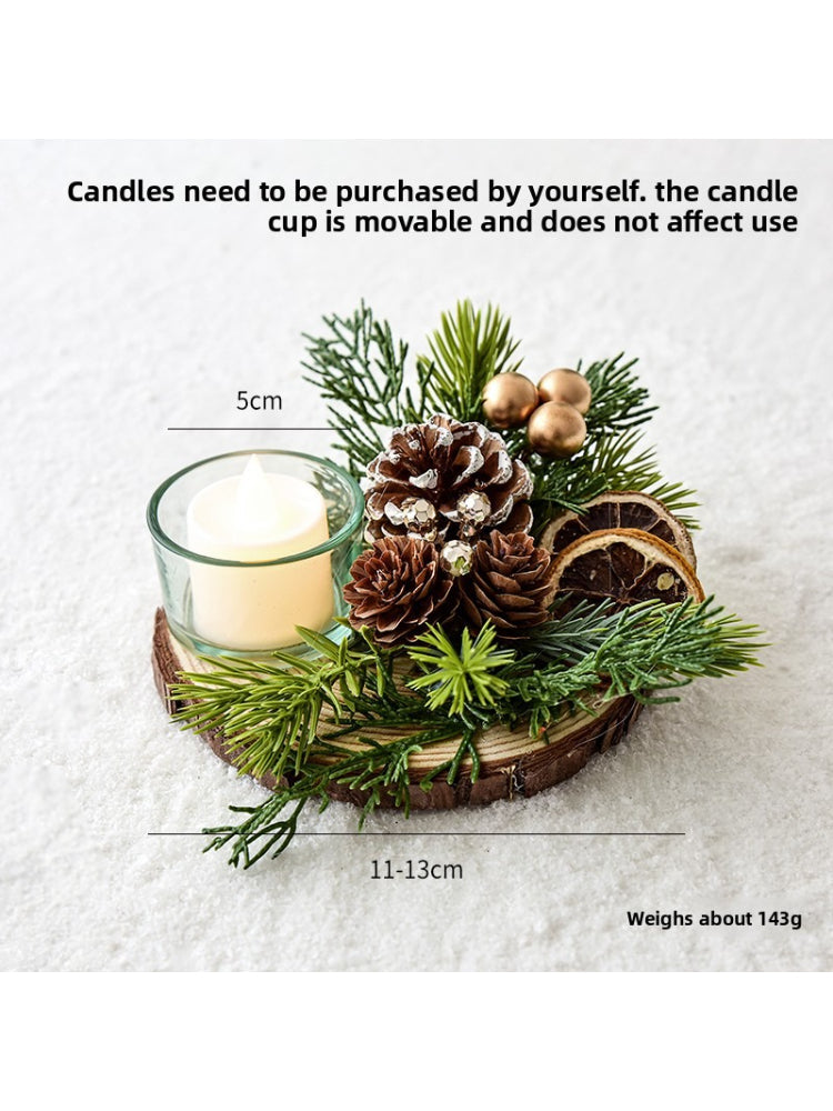 Christmas Candle Holder Decor – Rustic Pine Cone & Red Berry Holiday Centerpiece  Decorla