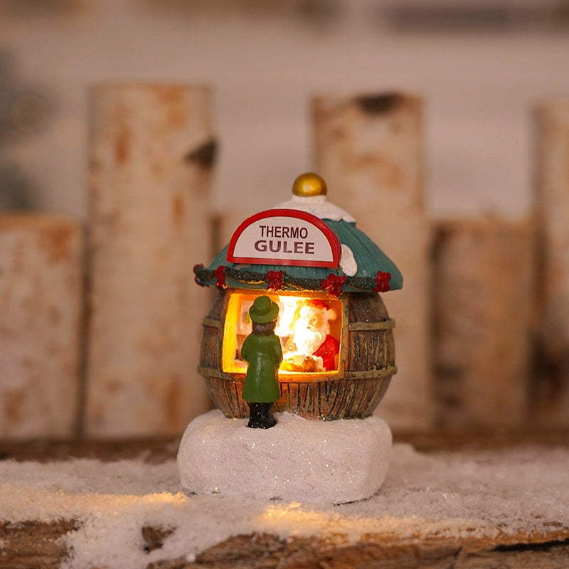 Christmas Resin House Decor – Santa Claus Miniature Shop LED Village Ornament  Decorla
