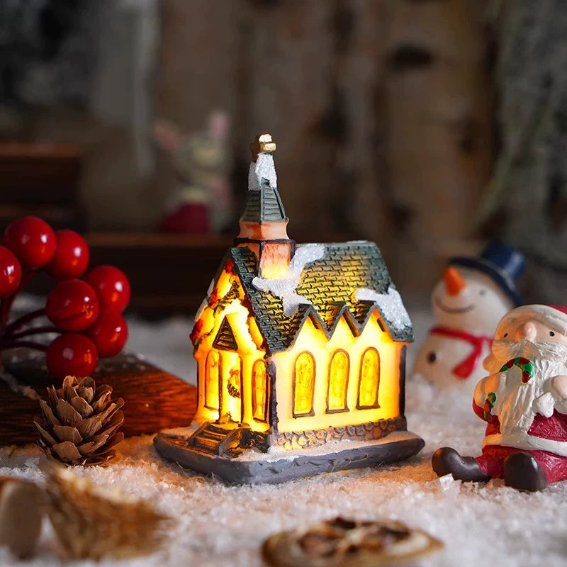 Christmas Resin House Decor – Santa Claus Miniature Shop LED Village Ornament  Decorla