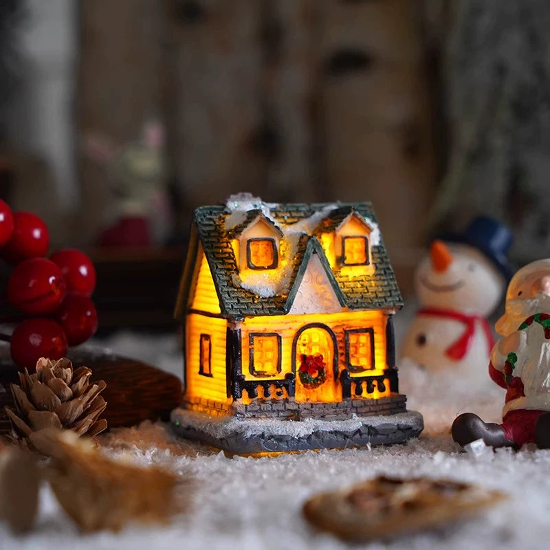 Christmas Resin House Decor – Santa Claus Miniature Shop LED Village Ornament  Decorla