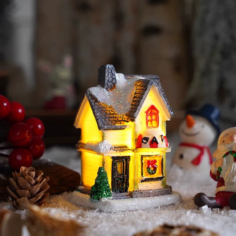 Christmas Resin House Decor – Santa Claus Miniature Shop LED Village Ornament  Decorla