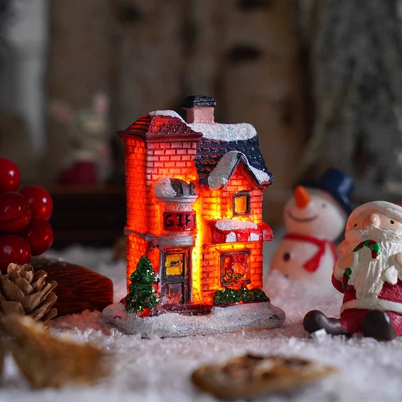 Christmas Resin House Decor – Santa Claus Miniature Shop LED Village Ornament  Decorla