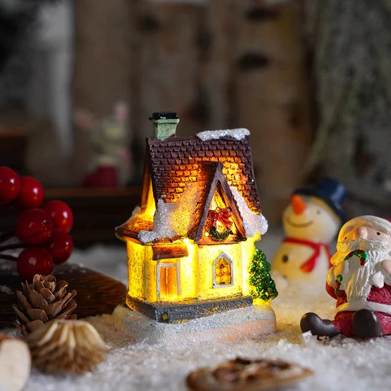 Christmas Resin House Decor – Santa Claus Miniature Shop LED Village Ornament  Decorla