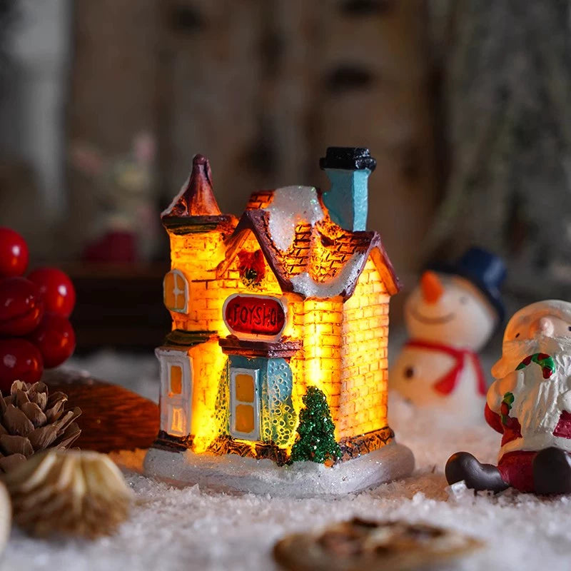 Christmas Resin House Decor – Santa Claus Miniature Shop LED Village Ornament  Decorla