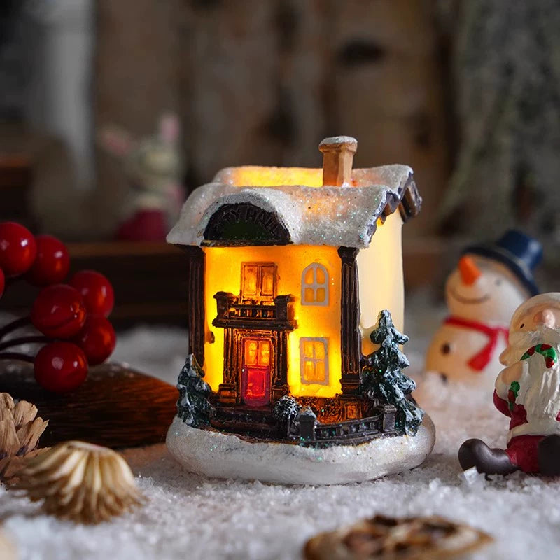 Christmas Resin House Decor – Santa Claus Miniature Shop LED Village Ornament  Decorla