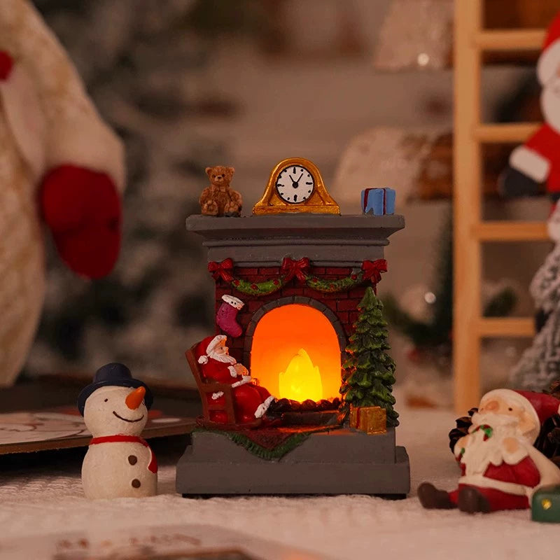 Christmas Resin House Decor – Santa Claus Miniature Shop LED Village Ornament  Decorla