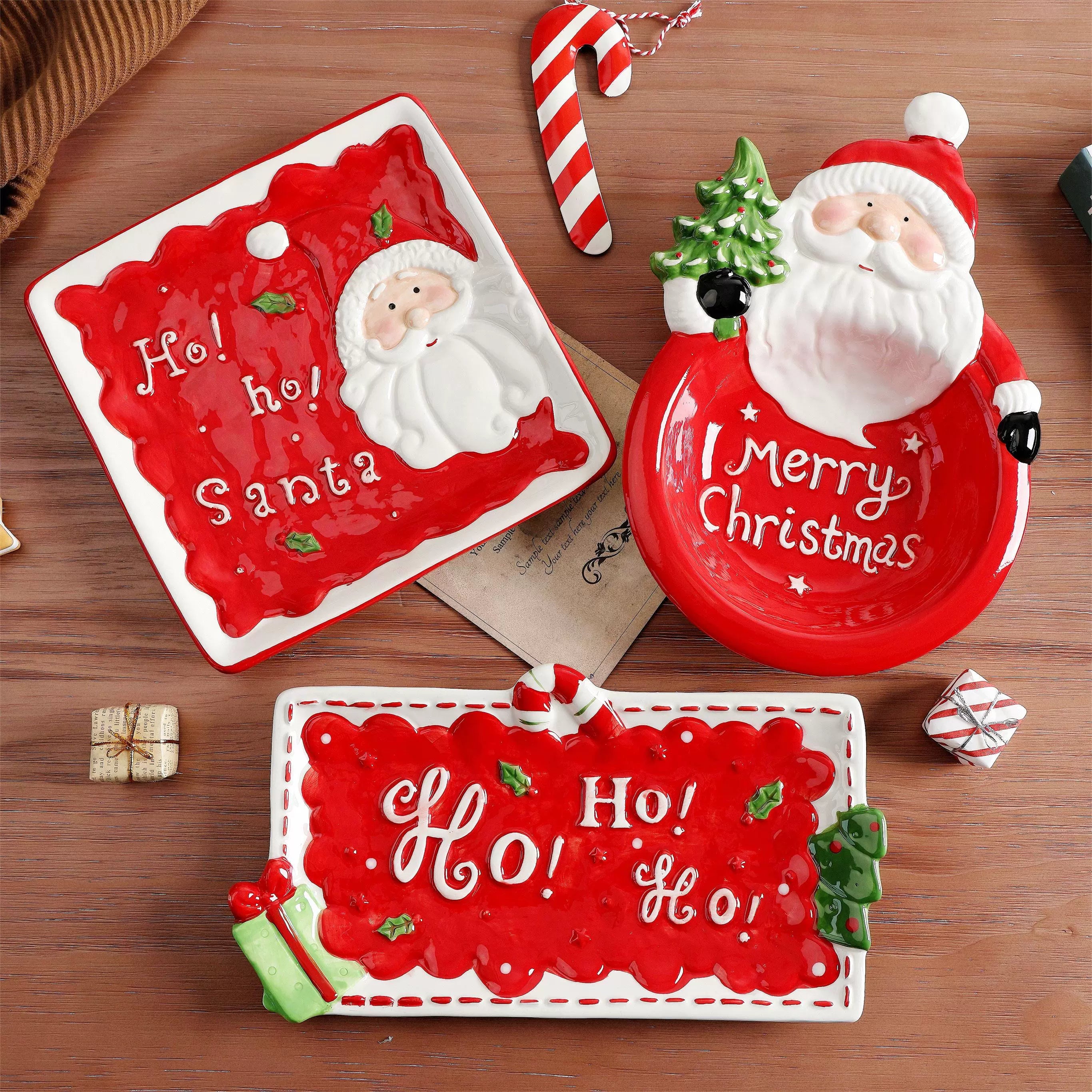 Christmas Santa Ceramic Plate – Hand-Painted 3D Holiday Dinnerware Set  Decorla