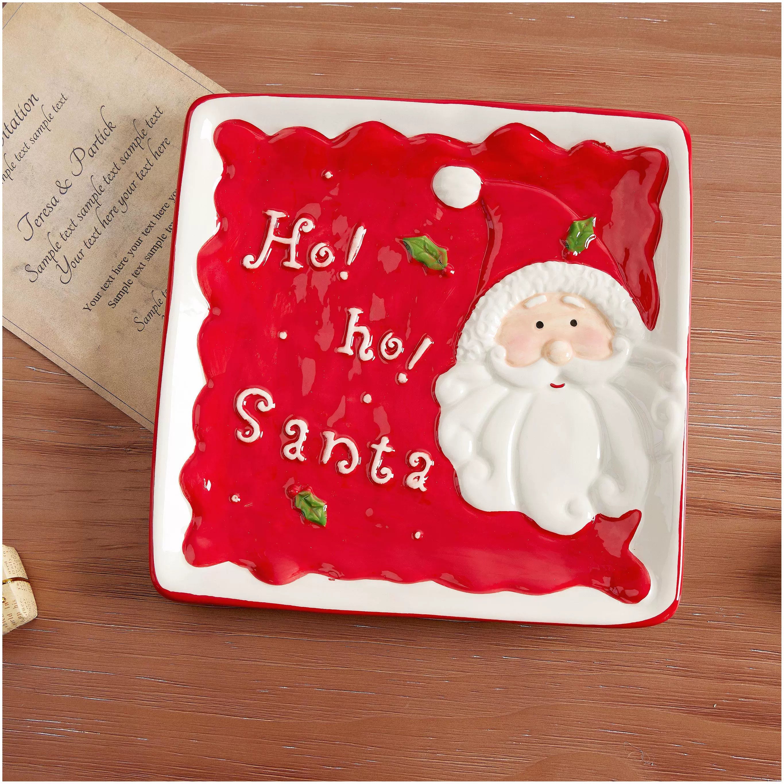 Christmas Santa Ceramic Plate – Hand-Painted 3D Holiday Dinnerware Set  Decorla