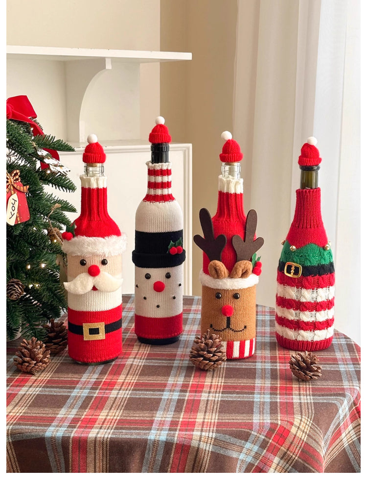 Christmas Wine Bottle Cover – Santa & Reindeer Holiday Wine Decoration Set  Decorla