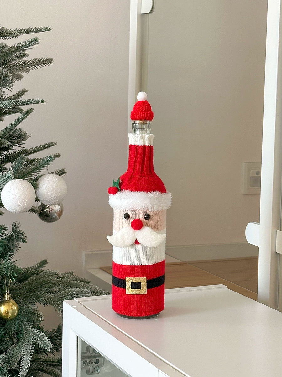 Christmas Wine Bottle Cover – Santa & Reindeer Holiday Wine Decoration Set  Decorla