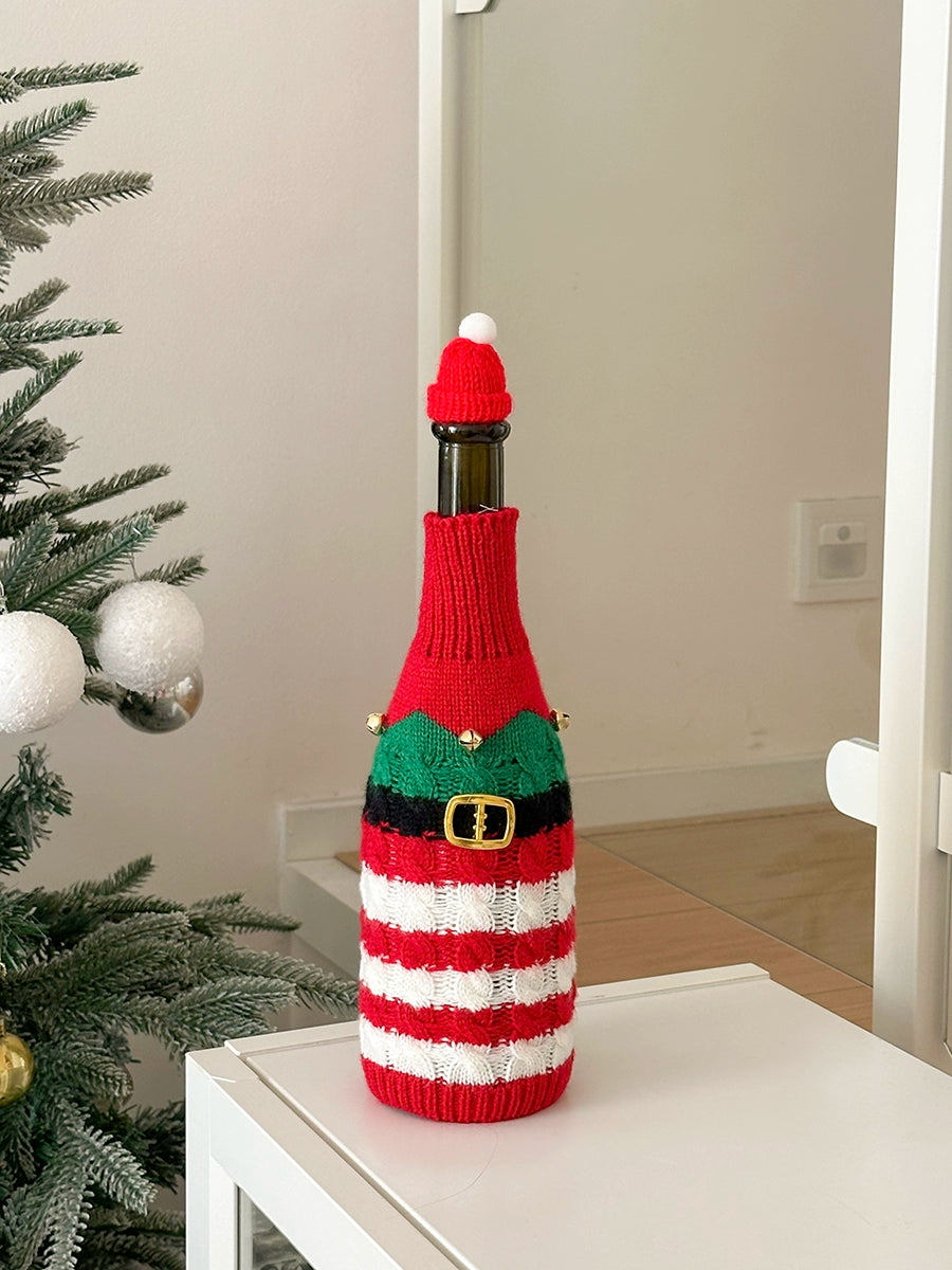 Christmas Wine Bottle Cover – Santa & Reindeer Holiday Wine Decoration Set  Decorla