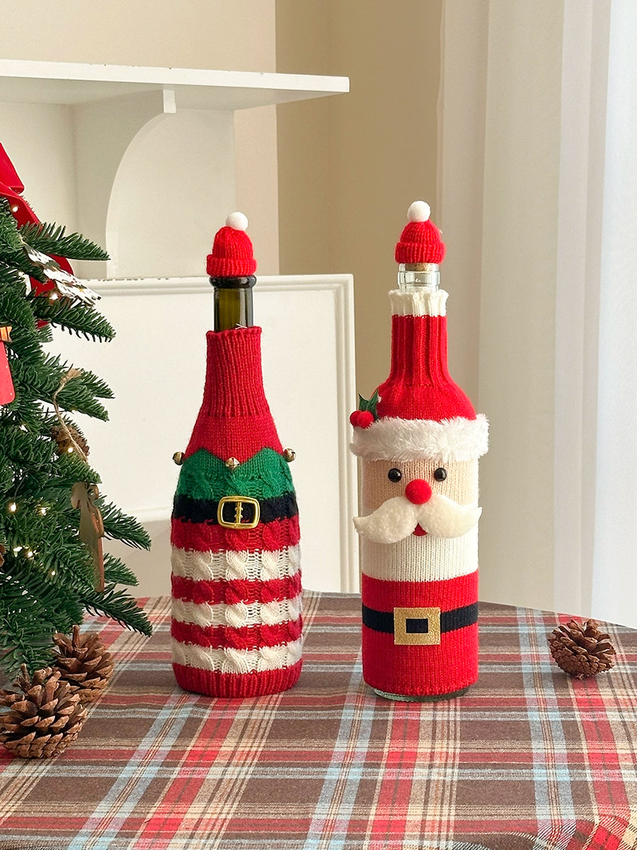 Christmas Wine Bottle Cover – Santa & Reindeer Holiday Wine Decoration Set  Decorla