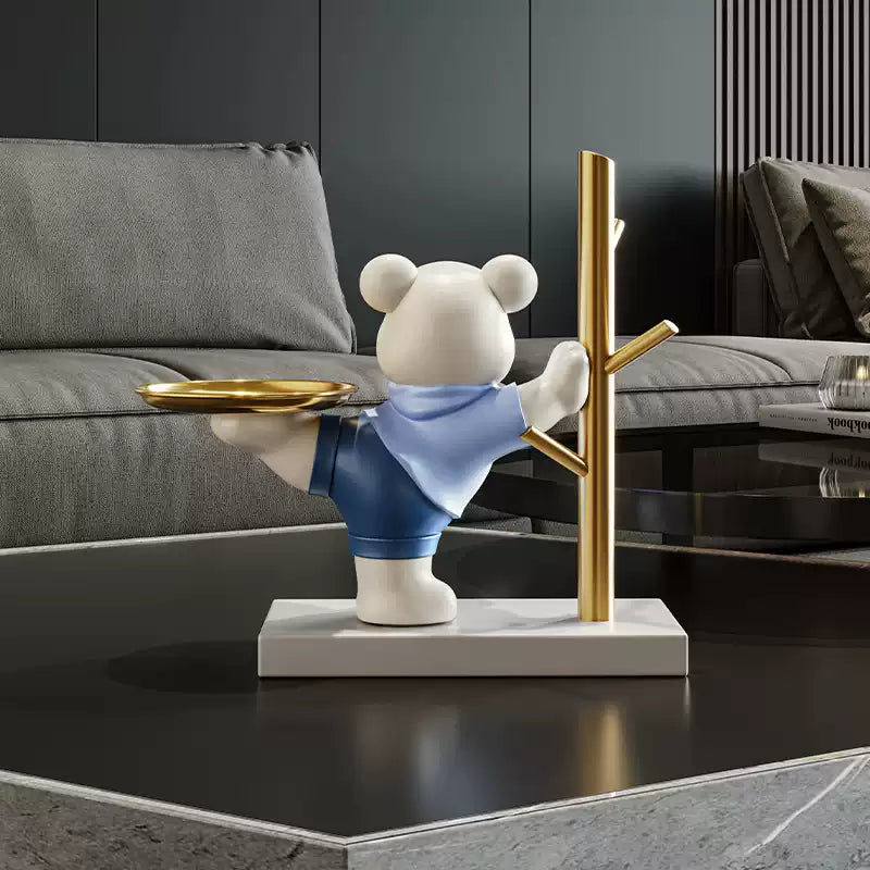 Cute bear room key holder doing a high kick, perfect room decoration and housewarming gift décor