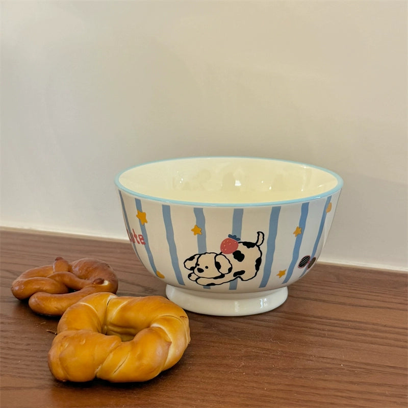 Cute Animal Ceramic Bowl – Kawaii Dog & Bear Japanese-Style Rice Bowl  Decorla