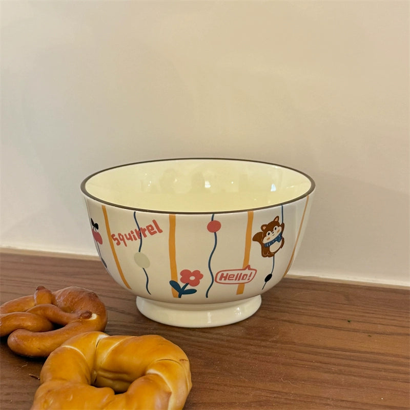 Cute Animal Ceramic Bowl – Kawaii Dog & Bear Japanese-Style Rice Bowl  Decorla