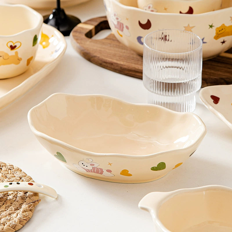 Cute Animal Ceramic Tableware – Kawaii Handmade Japanese-Style Dinner Set  Decorla