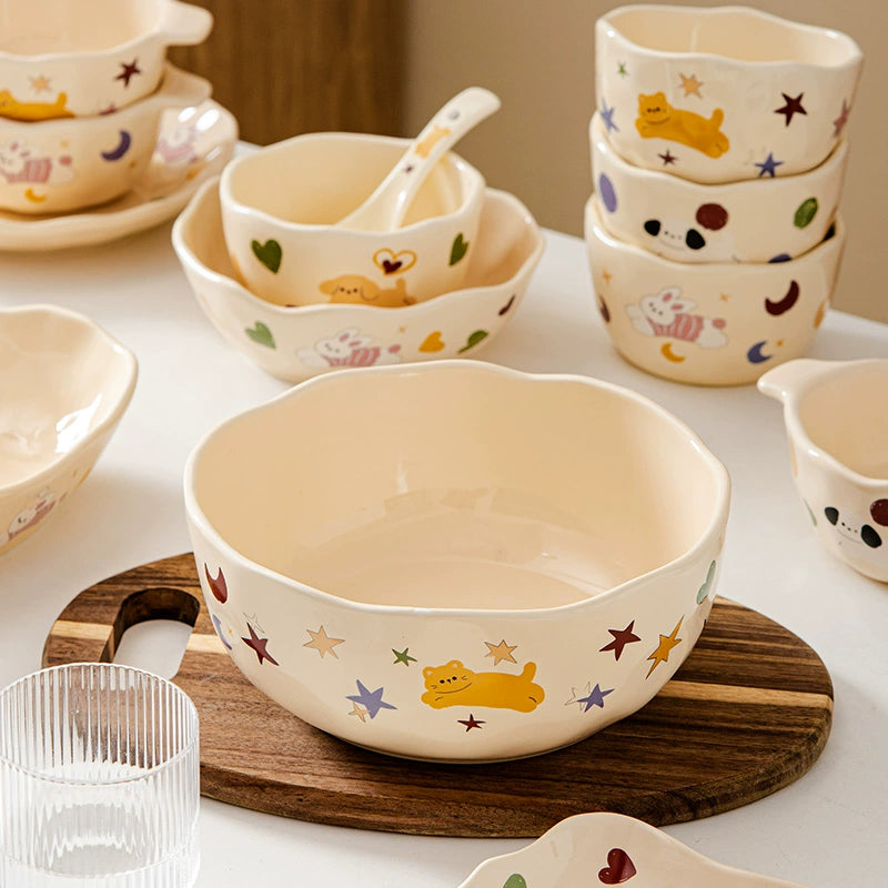 Cute Animal Ceramic Tableware – Kawaii Handmade Japanese-Style Dinner Set  Decorla