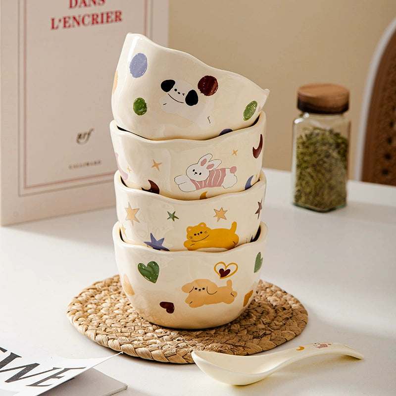 Cute Animal Ceramic Tableware – Kawaii Handmade Japanese-Style Dinner Set  Decorla