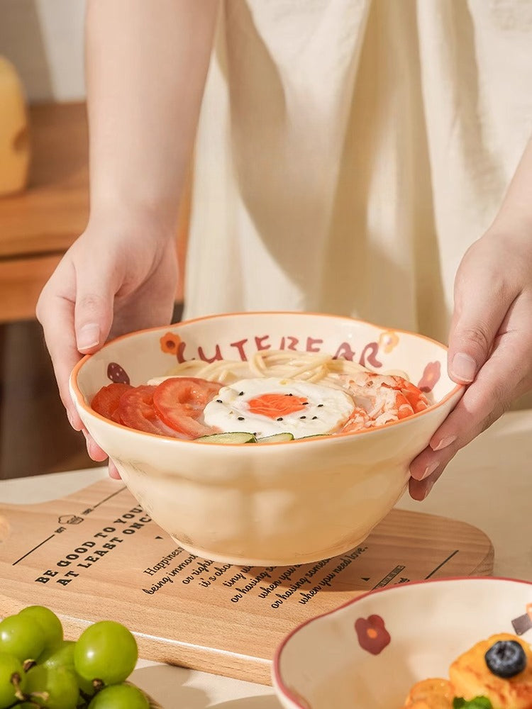 Cute Bear Ceramic Bowl – Handmade Japanese-Style Ramen & Noodle Bowl  Decorla