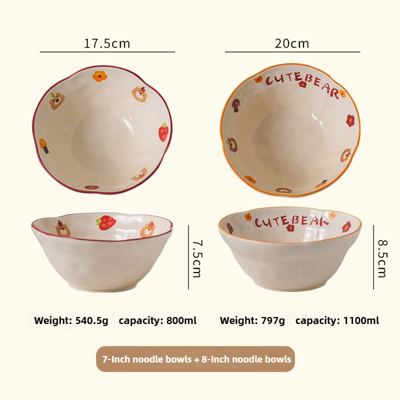 Cute Bear Ceramic Bowl – Handmade Japanese-Style Ramen & Noodle Bowl  Decorla
