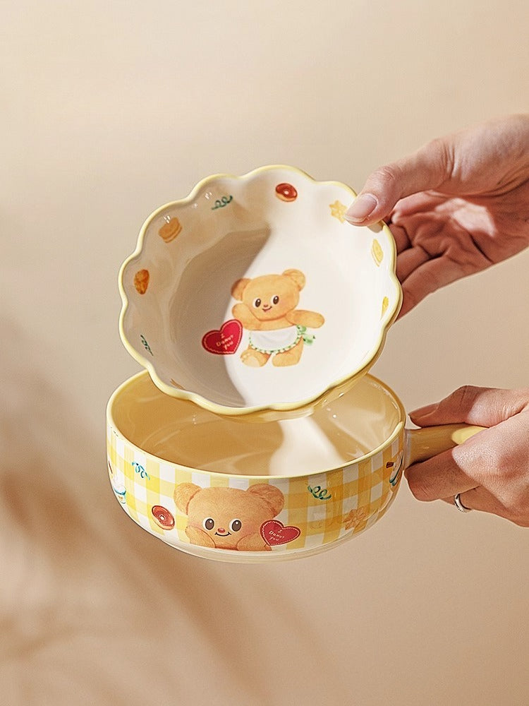 Cute Bear Ceramic Tableware – Butterbear Kids Dinnerware Set with Bowls & Plates  Decorla