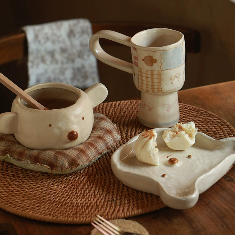 Cute Bear Ceramic Tableware – Handmade Japanese-Style Pottery Dinnerware Set  Decorla