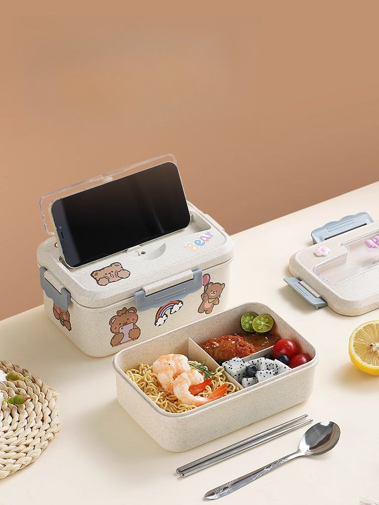 Cute Bento Lunch Box with Compartments – Leakproof Microwave Safe Food Container  Decorla