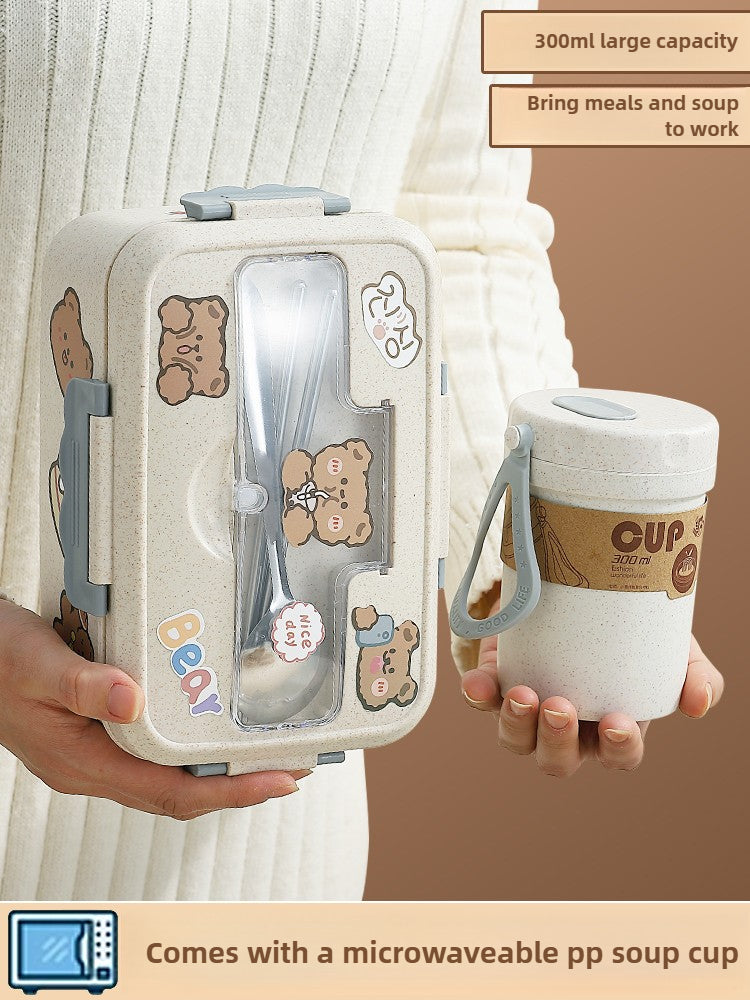 Cute Bento Lunch Box with Compartments – Leakproof Microwave Safe Food Container  Decorla