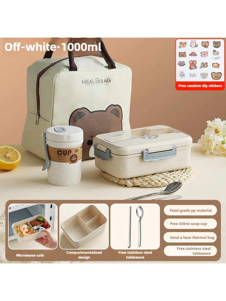 Cute Bento Lunch Box with Compartments – Leakproof Microwave Safe Food Container  Decorla