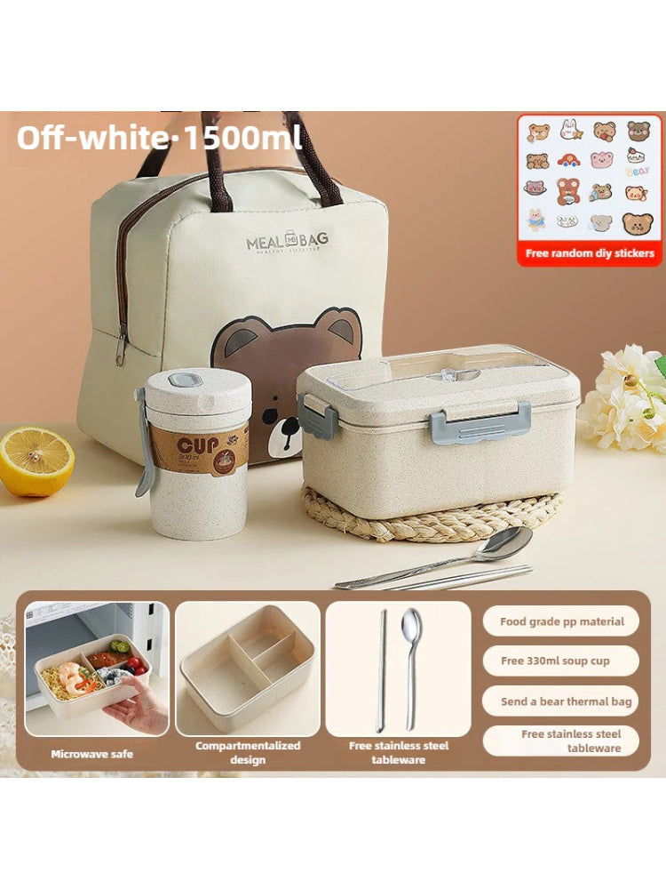 Cute Bento Lunch Box with Compartments – Leakproof Microwave Safe Food Container  Decorla