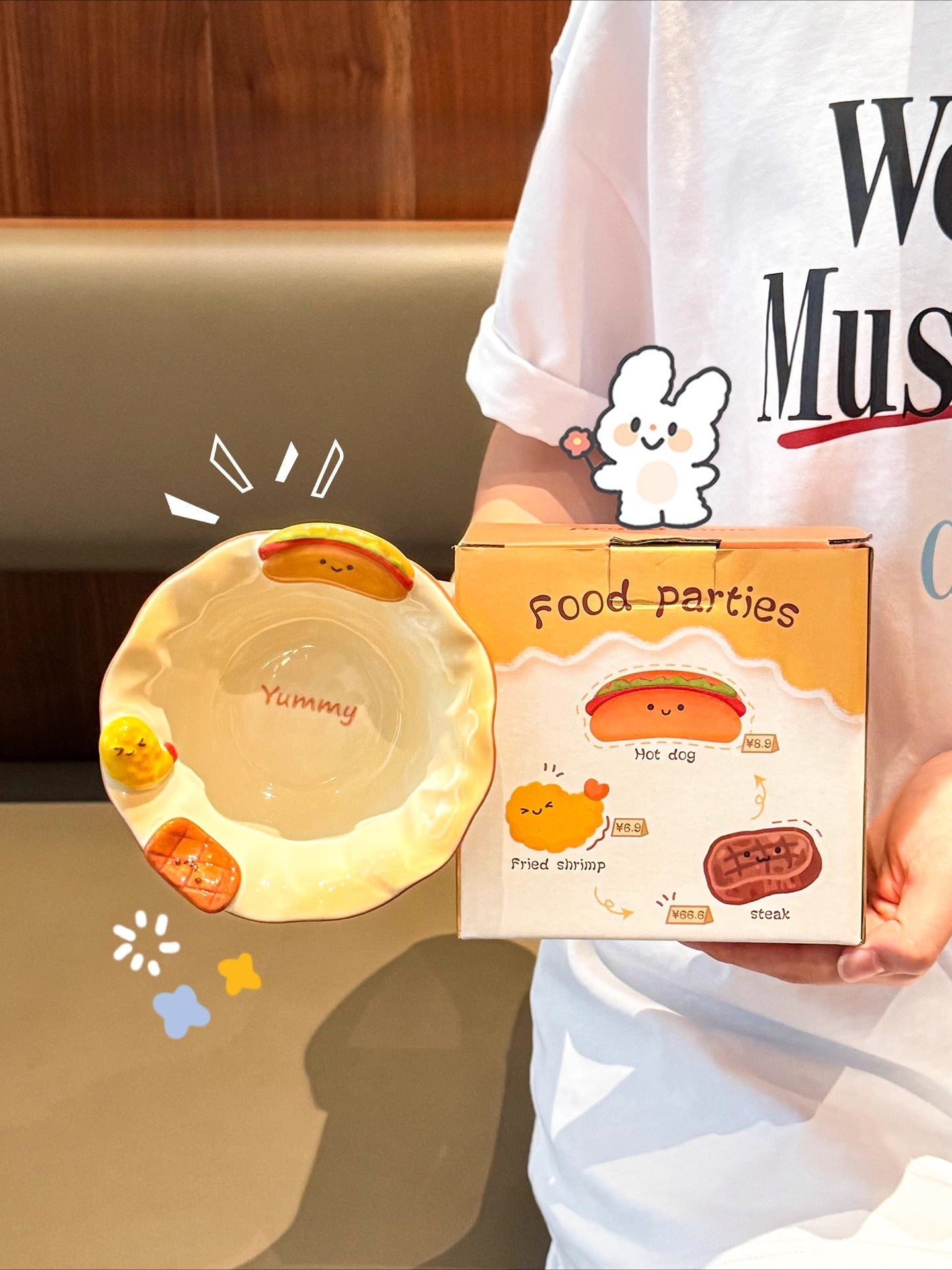 Cute Bread Ceramic Dinnerware Set – Kawaii Cartoon Tableware for Kids & Couples  Decorla