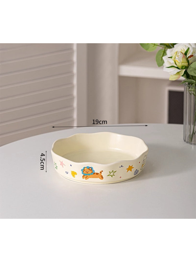 Cute Cartoon Ceramic Bowl – Handmade Deep Salad Plate for Kids & Family  Decorla
