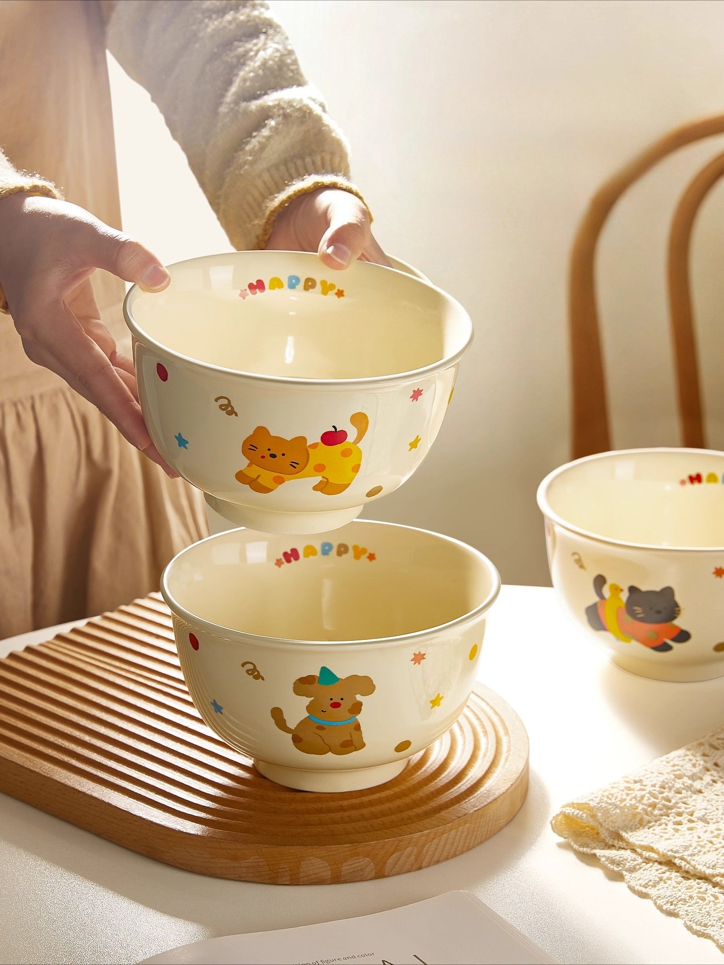 Cute Cat and Dog Ceramic Bowl – Kawaii Ramen & Large Noodle Soup Bowl  Decorla