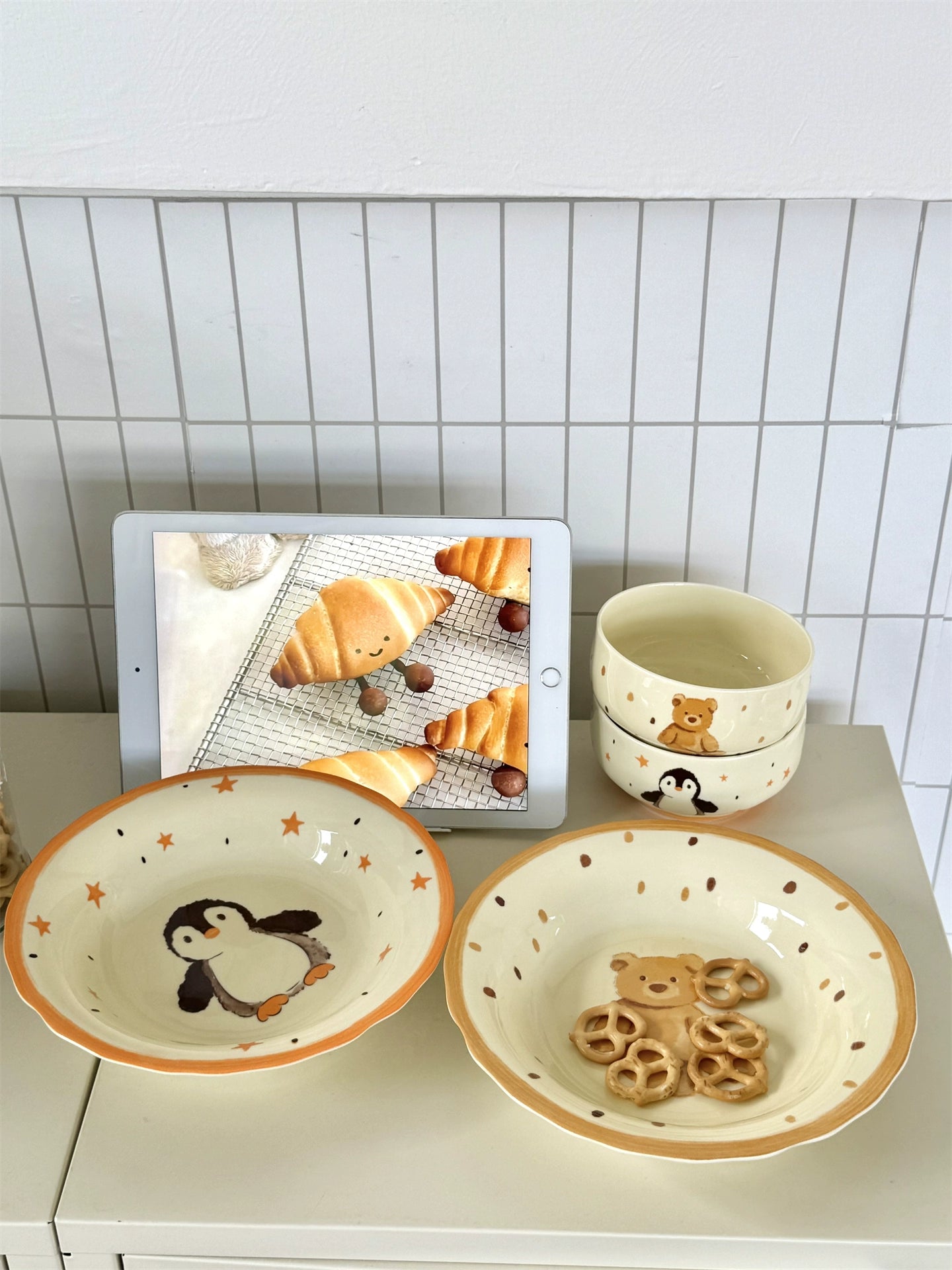 Cute Ceramic Dessert Plate – Kawaii Bear & Penguin Handmade Tableware  Decorla