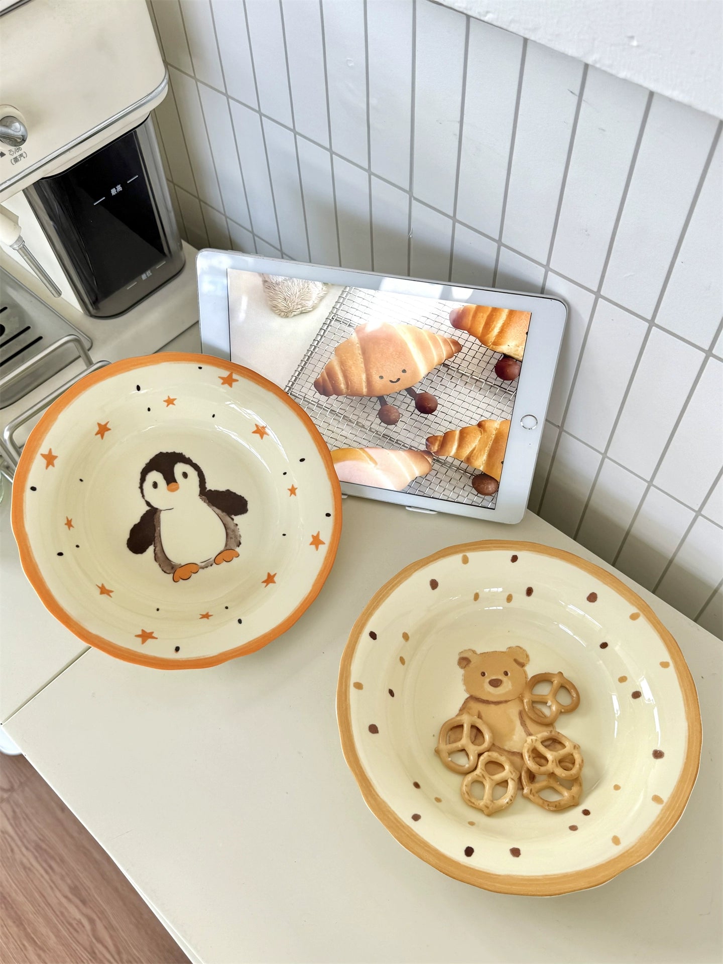 Cute Ceramic Dessert Plate – Kawaii Bear & Penguin Handmade Tableware  Decorla
