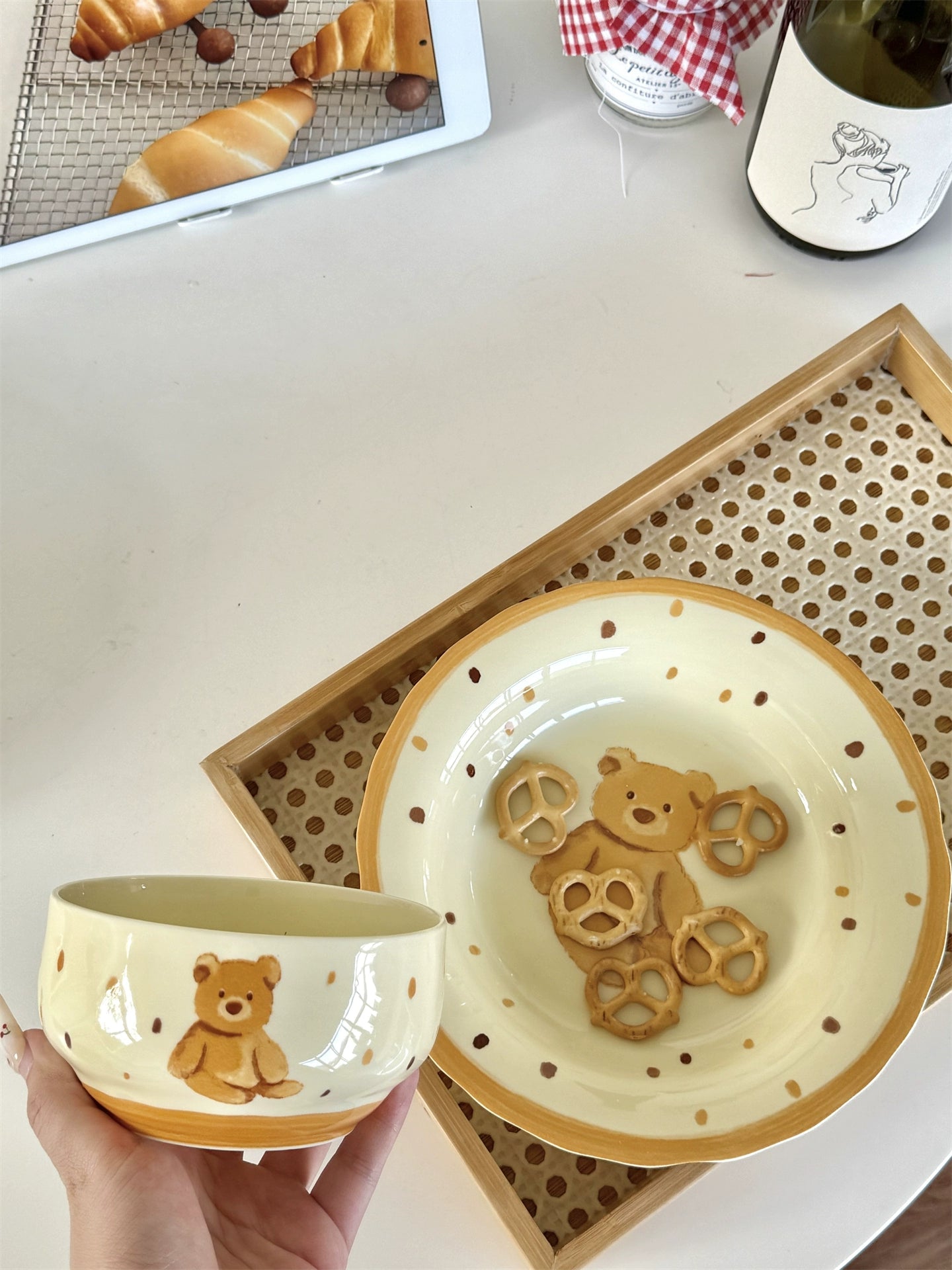 Cute Ceramic Dessert Plate – Kawaii Bear & Penguin Handmade Tableware  Decorla