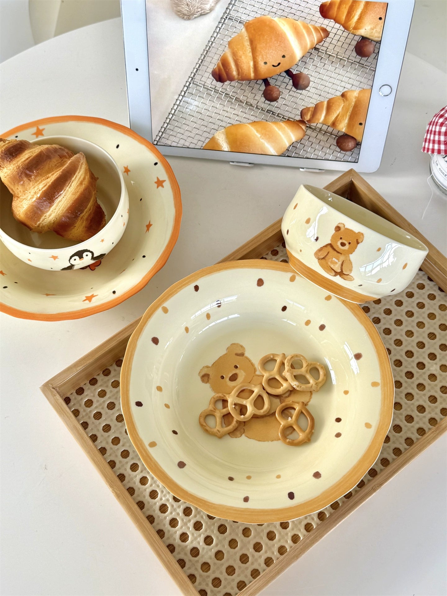 Cute Ceramic Dessert Plate – Kawaii Bear & Penguin Handmade Tableware  Decorla