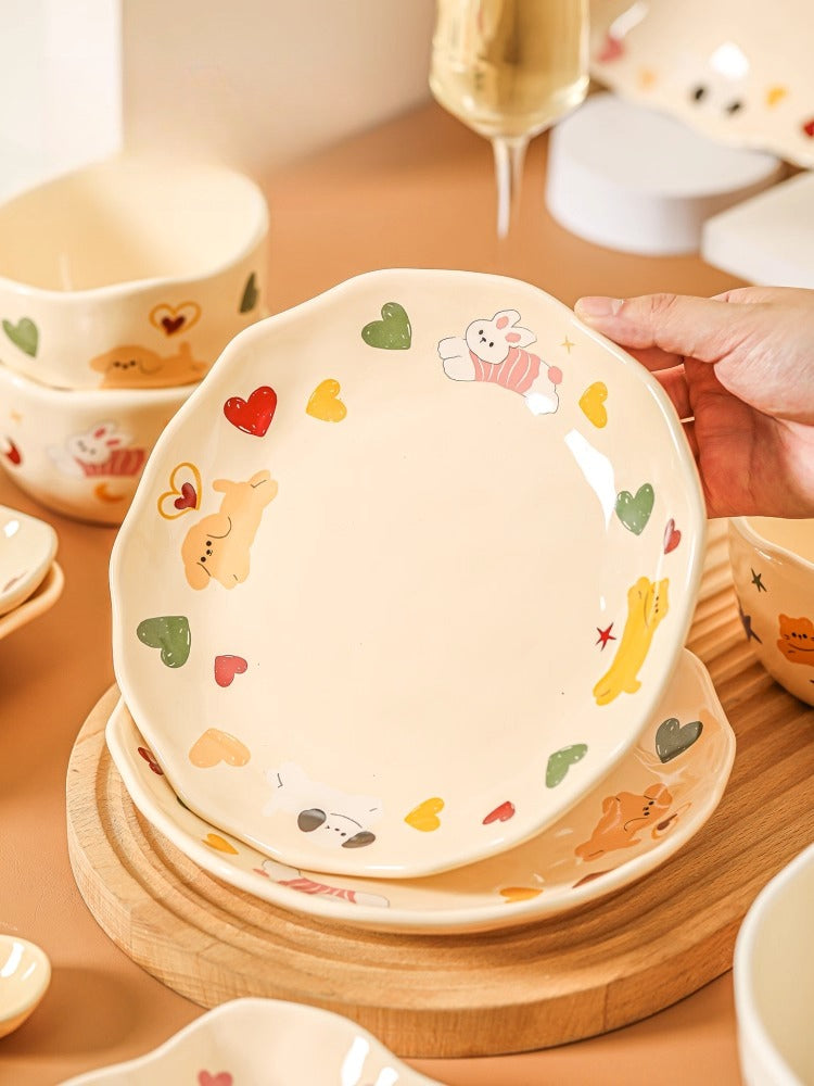 Cute Ceramic Dinnerware Set – Kawaii Couple Tableware for Two  Decorla