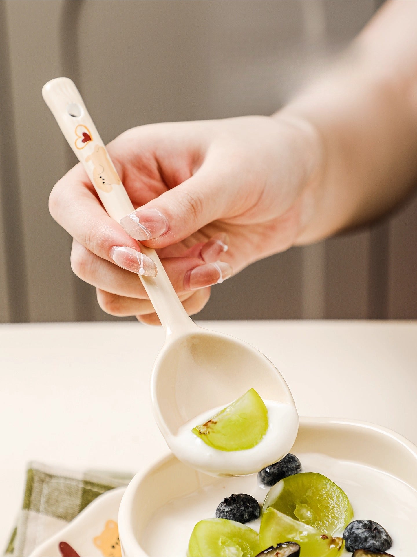 Cute Ceramic Long Handle Spoon – Kawaii Animal Tableware for Couples & Kids  Decorla