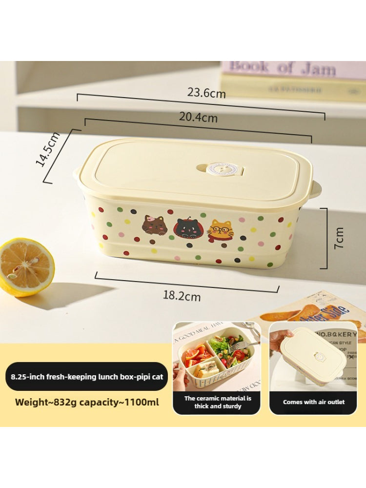 Cute Ceramic Lunch Box – Microwave Safe Divided Bento Box with Lid  Decorla