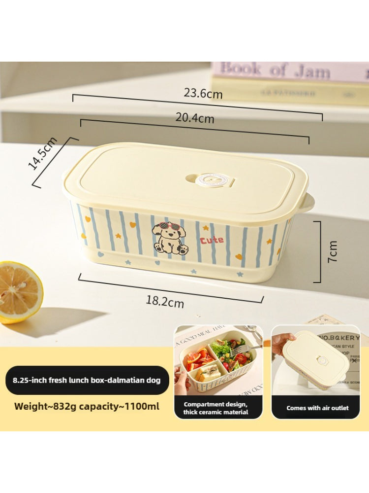 Cute Ceramic Lunch Box – Microwave Safe Divided Bento Box with Lid  Decorla