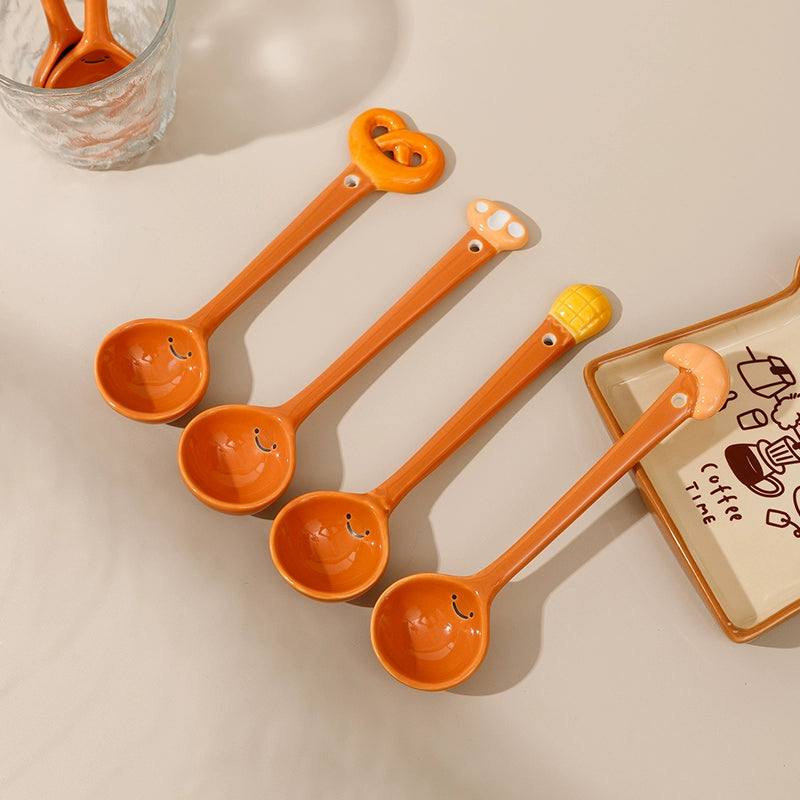 Cute Ceramic Spoon – Creative Bread Shape Kawaii Tableware  Decorla