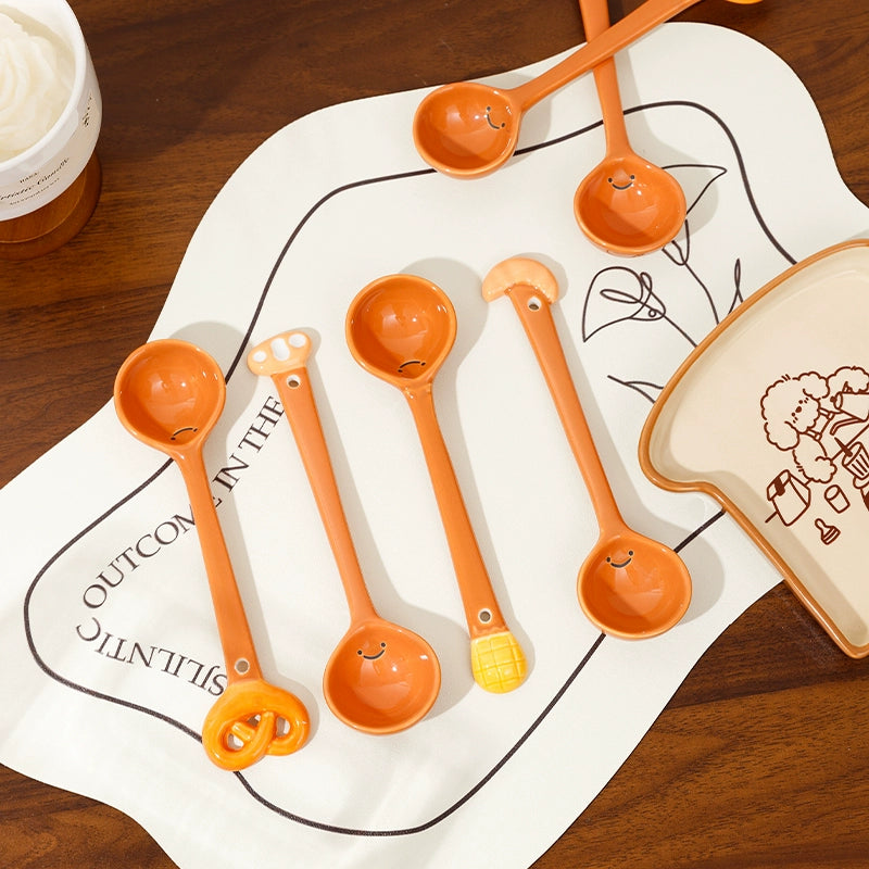 Cute Ceramic Spoon – Creative Bread Shape Kawaii Tableware  Decorla